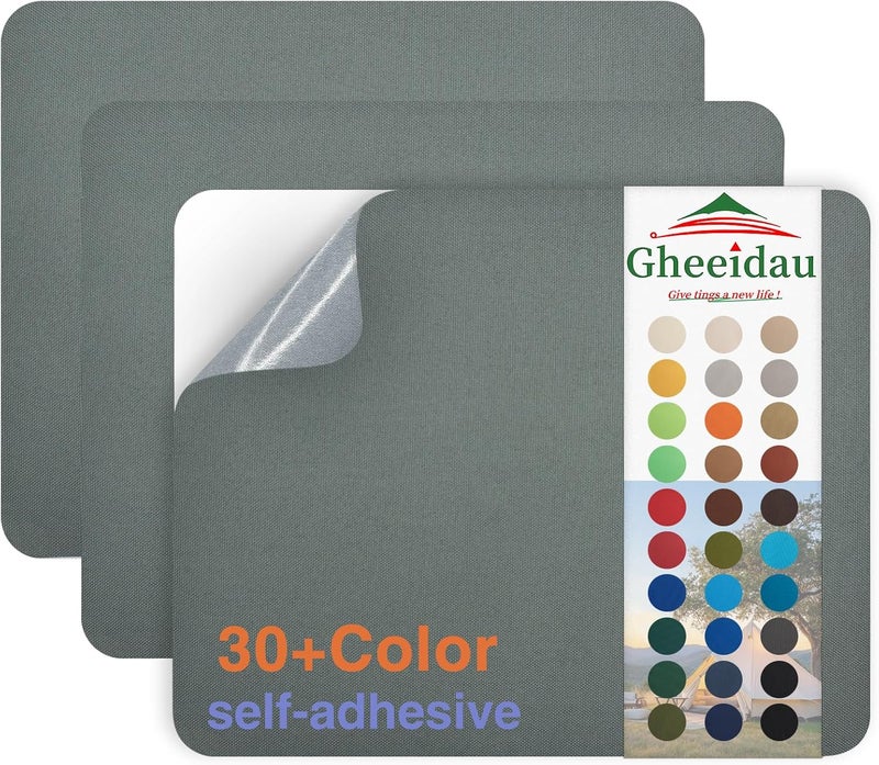 Gheeidau Canvas Repair Patch 9×11 Inch 3Pcs Waterproof Self-Adhesive Fabric Repair Patch for Tents,Boat Cover,Pop Up Canopy,Patio,Bags,Car Seats,Sofas,Furniture Cover(Grey) - Image 1